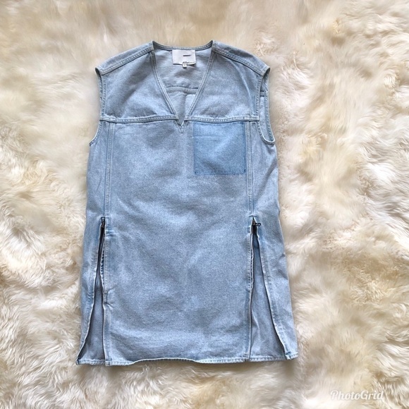 3.1 Phillip Lim Washed Denim Zip Front Dress 2 - Picture 1 of 7